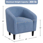 Yaheetech Accent Barrel Chair, Boucle Fabric Club Chair, Furry Sherpa Elegant Armchair With Cozy Soft Padded, Suitable For Living Room Bedroom Reception Room Office, Blue