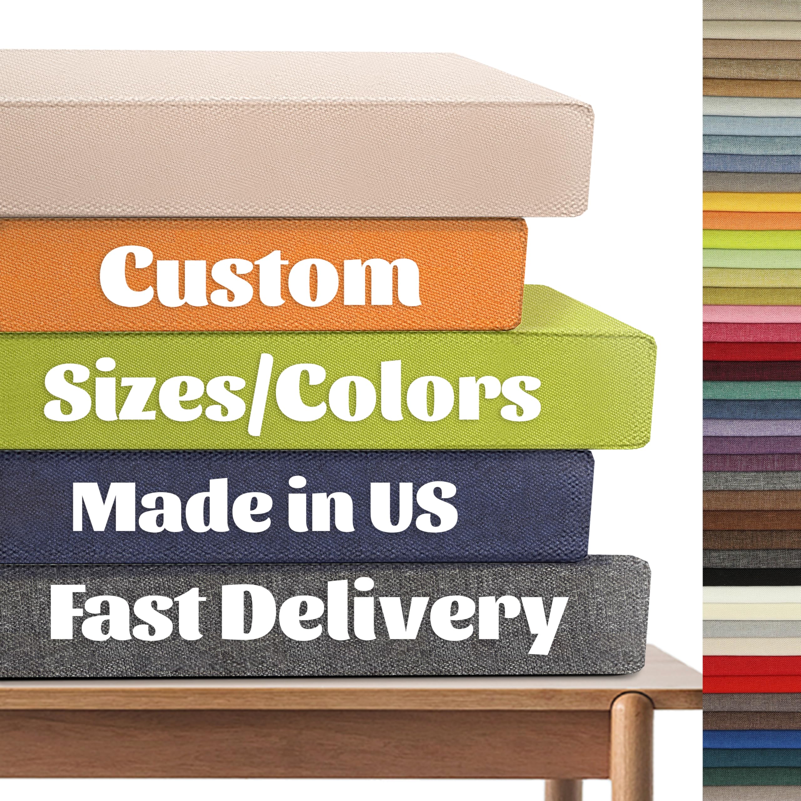 Royal Shade Custom Size Bench Cushion For Indoor/Outdoor Window Seat/Furniture/Chair, Premium 75D High-Resilience Foam Waterproo