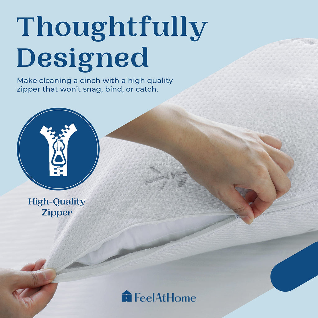 Feelathome 65% Polyester And 35% Rayon Derived From Bamboo Cooling Pillow Cover Waterproof - 20X36 Inches Pack Of 4 - Soft & Com