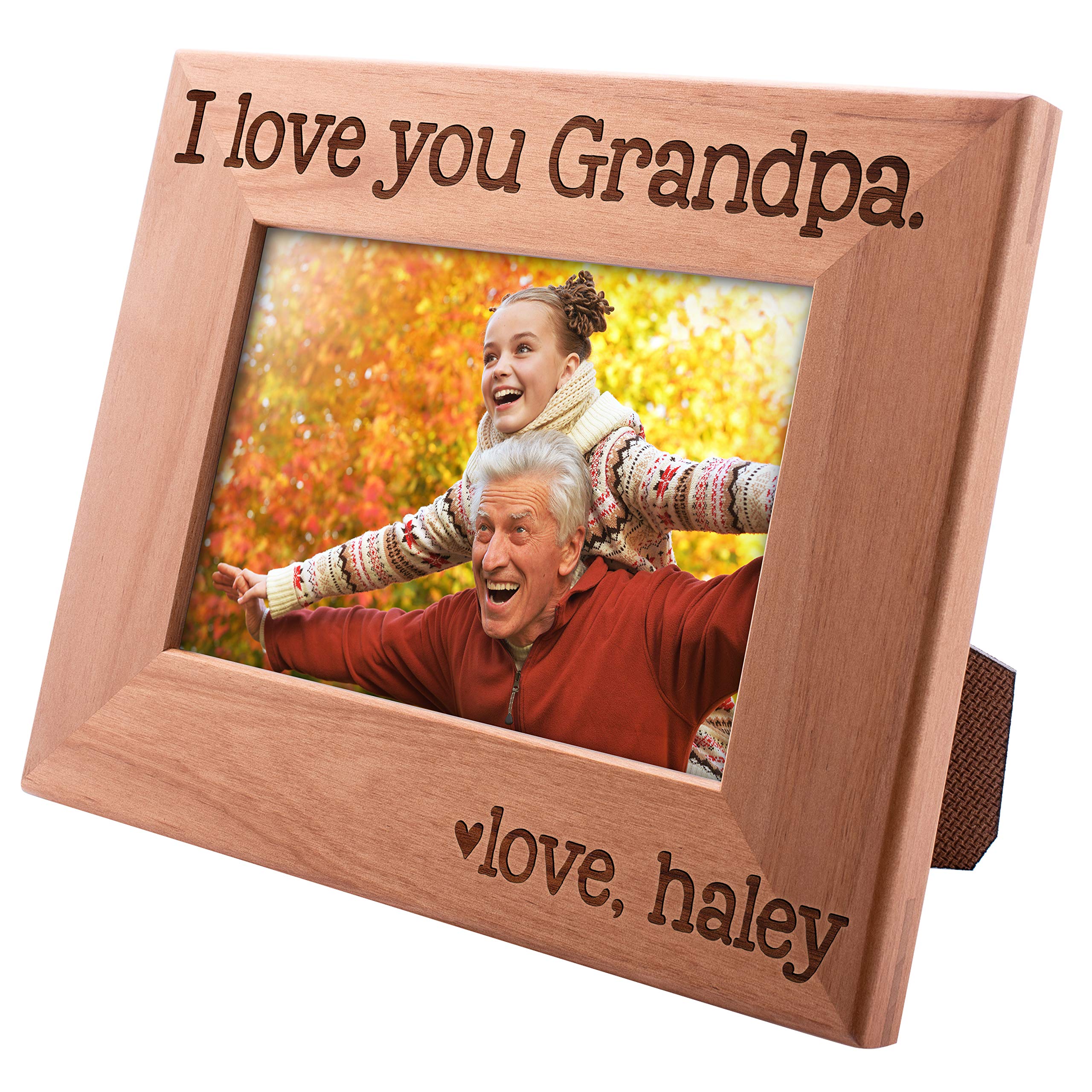 I Love You Grandpa, Personalized Picture Frame | 4x6 | Custom Engraved Frames w Name - Fathers Day Gift, Gift For Grandpa - Best