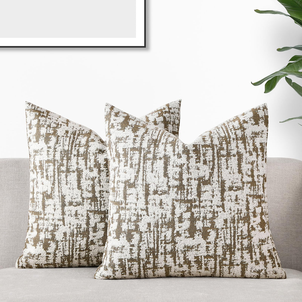 Gigizaza Taupe Decorative Throw Pillow Covers Set Of 2,20X20 Inch Modern Texture Chenille Jacquard Couch Cushion Pillow Covers C