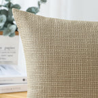 Otostar Pack Of 2 Throw Pillow Covers 18X18 Inch Linen Light Tan Pillowcases Farmhouse Decorative Solid Pillow Covers 45X45 Cm S
