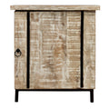 The Urban Port Wooden Bedside Table with 1 Door and Metal Frame