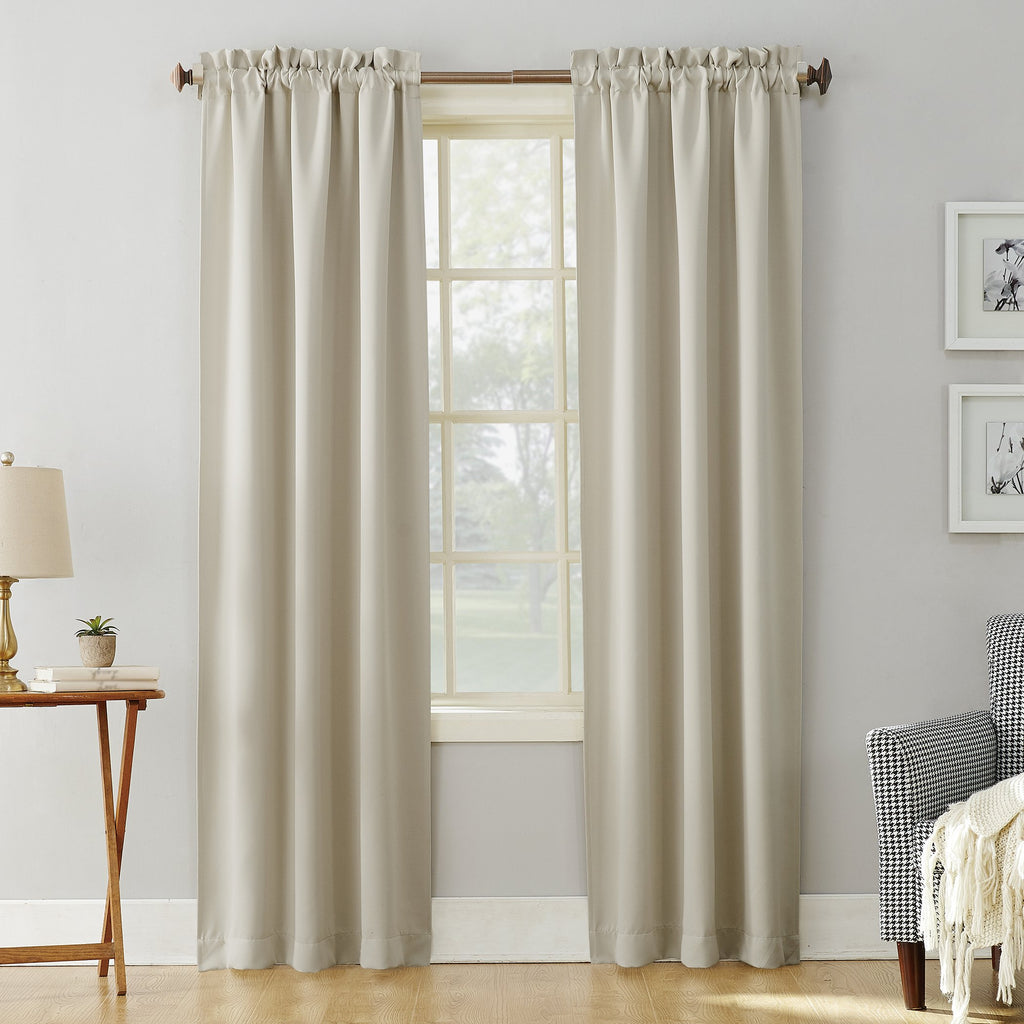 Sun Zero Easton Energy Saving Blackout Rod Pocket Curtain Panel, 40' X 84', Pearl
