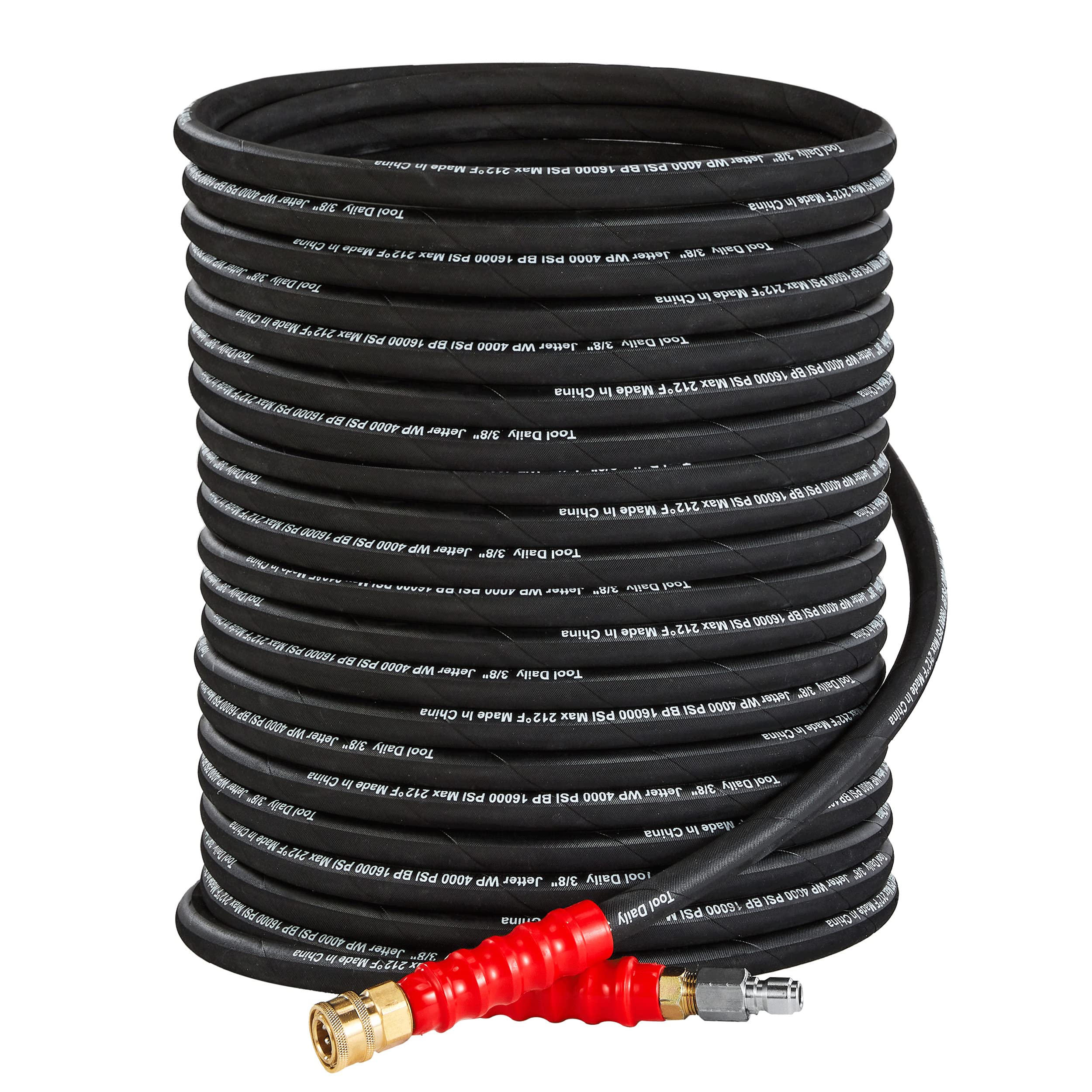 Tool Daily Pressure Washer Hose, 3/8 Inch X 50 Ft, Quick Connect, 4000 Psi, High Tensile Wire Braided