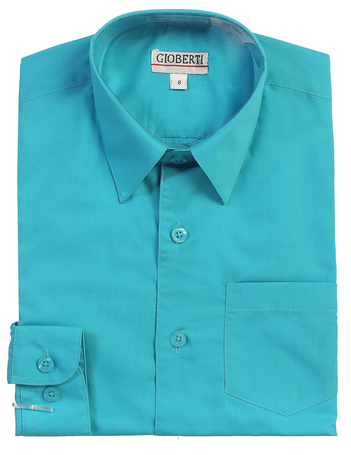 Gioberti Big Boys Long Sleeve Dress Shirt, Teal, 12