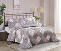 Brilliant Sunshine Lilac And Beige Rose Quilt Set, 3-Piece Bedding Set With 2 King Pillow Shams, Washable And Reversible Bedspread, Soft Lightweight Coverlet, All-Season, King/Cal King