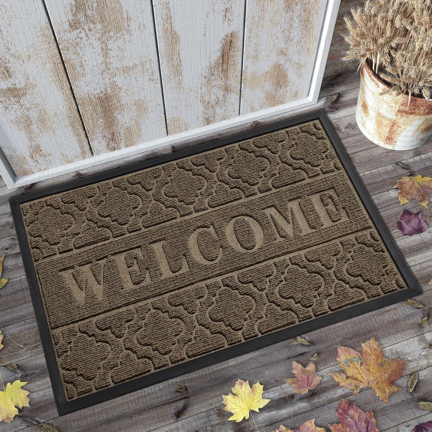 Yimobra Welcome Mat Outdoor Indoor, 36X24 All-Season Waterproof Front Door Mat, All-Weather Heavy Duty Doormat, Low Profile Porc