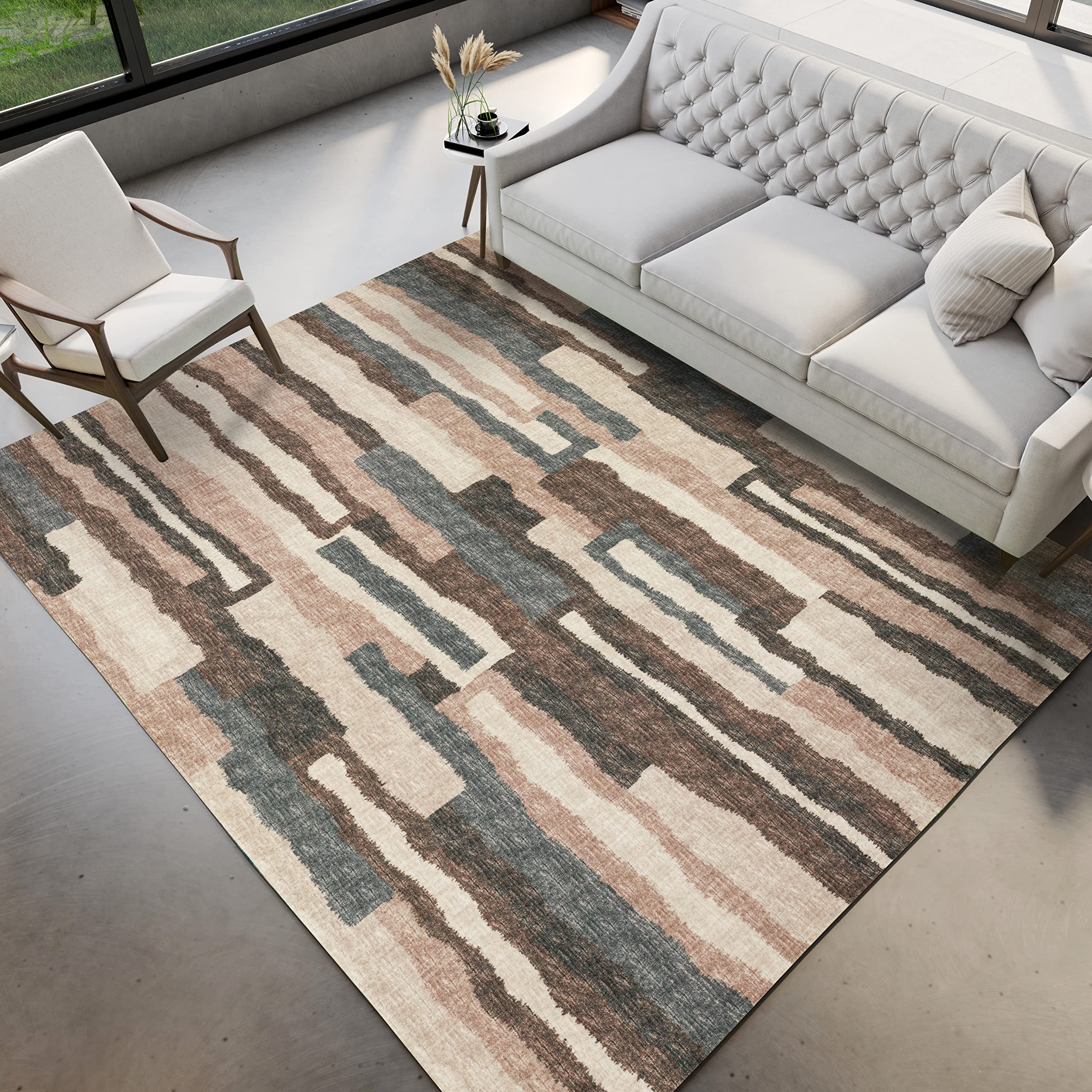 Dalyn Rugs Brisbane Br7 Bold Retro Stiped Sable 3' X 5'