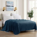 Sweet Home Collection 100% Fine Cotton Luxurious Basket Weave Blanket, Navy King