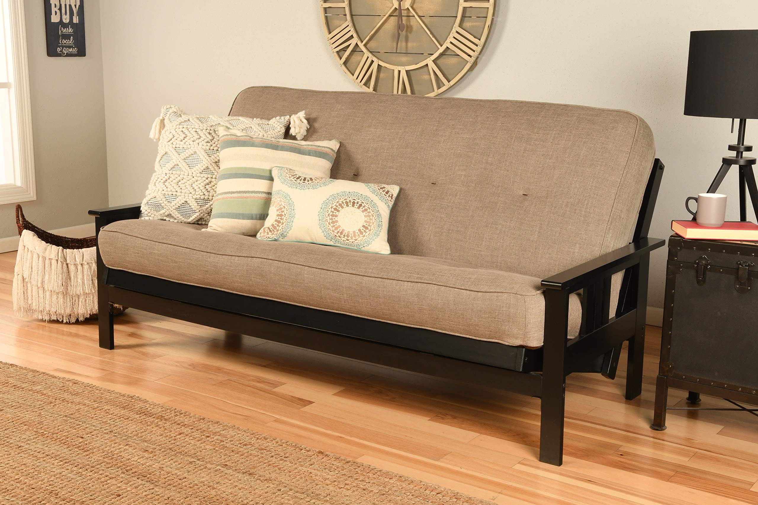 Kodiak Furniture Monterey Frame With Linen Fabric Mattress In Stone Gray/Black