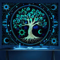 Fly Spray Tapestry For Bedroom Aesthetic Black Light Tree Of Life Tapestry Uv Reactive Colorful Trippy Wall Tapestry Hippie Sun