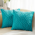 Decoruhome Decorative Throw Pillow Covers 18X18, Soft Plush Faux Wool Couch Pillow Covers For Home, Set Of 2, Turquoise