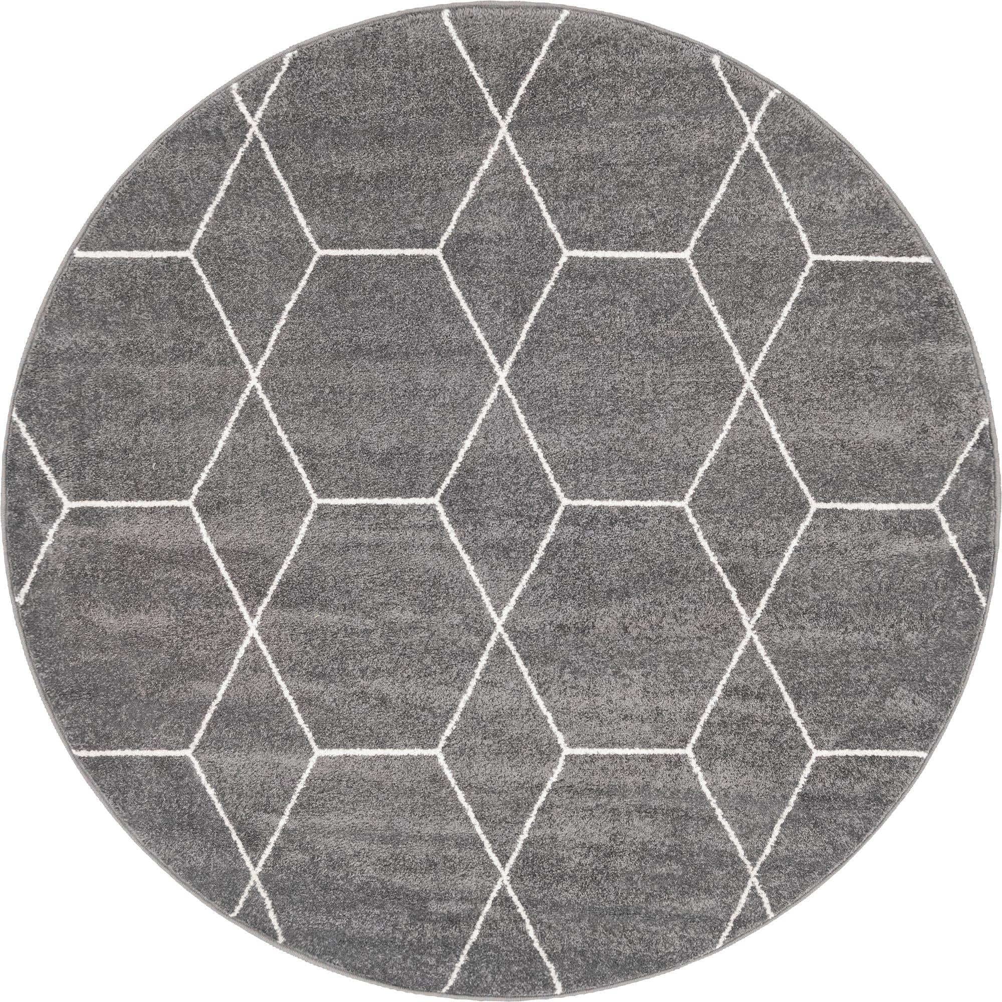 Unique Loom Trellis Frieze Collection Area Rug - Geometric (6 Round, Blue Multi/ Ivory)