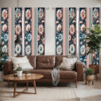 Ambesonne Floral Window Curtains Pack Of 2, Nostalgic Garden With Vintage Daisy Flowers And Bicolour Soft Stripes, Lightweight S