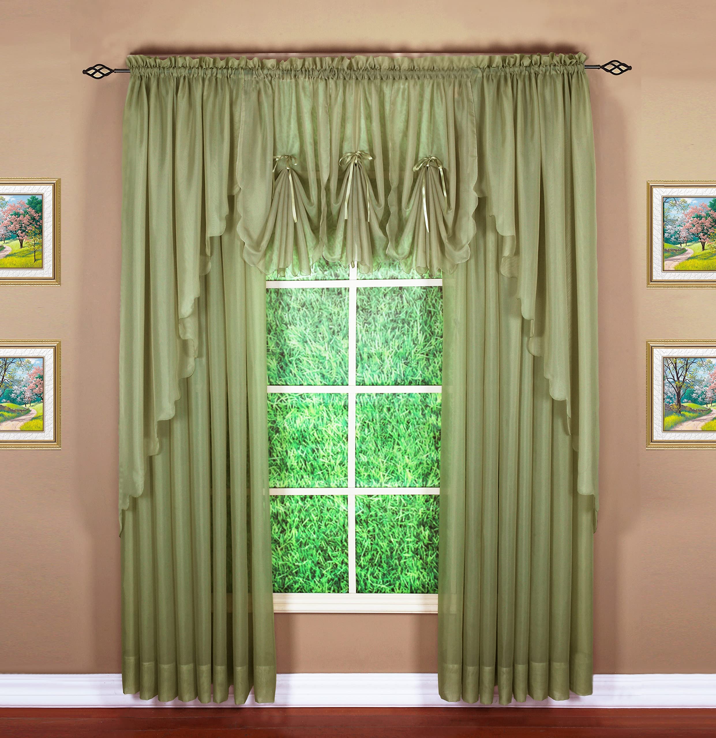 Today'S Curtain Emelia Original Voile Panel 90', Dusty Leaf, 60' W X 90' L