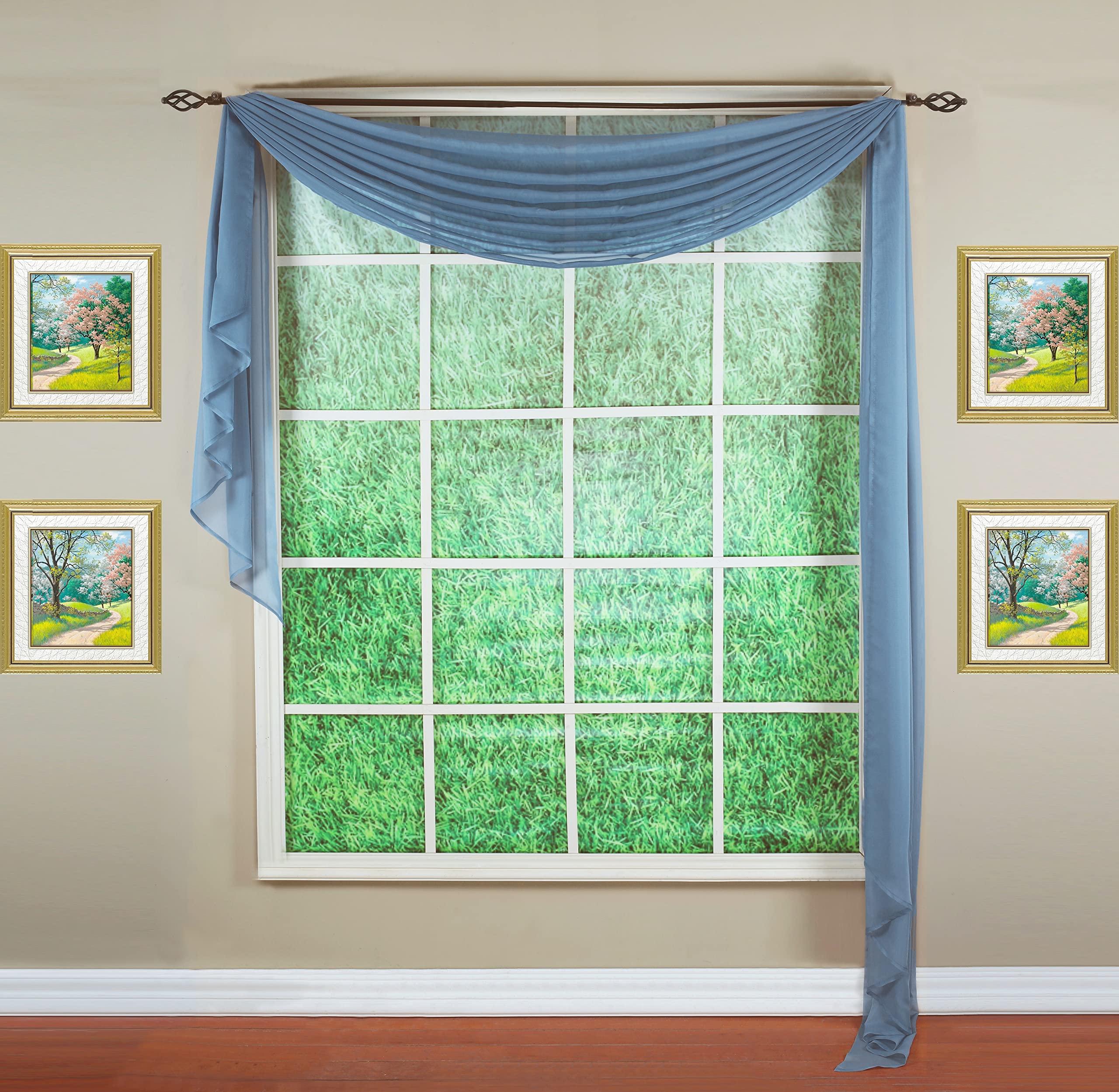 Today'S Curtain Emelia Original Voile Scarf 216', Wedge Blue, 45' W X 216' L