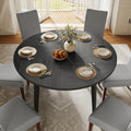 VASAGLE MAEZO Collection - Round Dining Table for 4-6 People, 47.2 Inches Circle Kitchen Table with Tapered Legs, Curved Transit