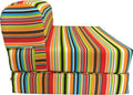 D&D Futon Furniture Multi Colors Stripes Sleeper Chair Folding Foam Bed Sized 70 x 32 x 6, Studio Guest Foldable Chair Beds, Foa