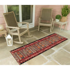 Liora Manne Marina Low Profile Durable Indoor/Outdoor Woven Rug- Tribal Stripe Red 1'11' X 7'6'
