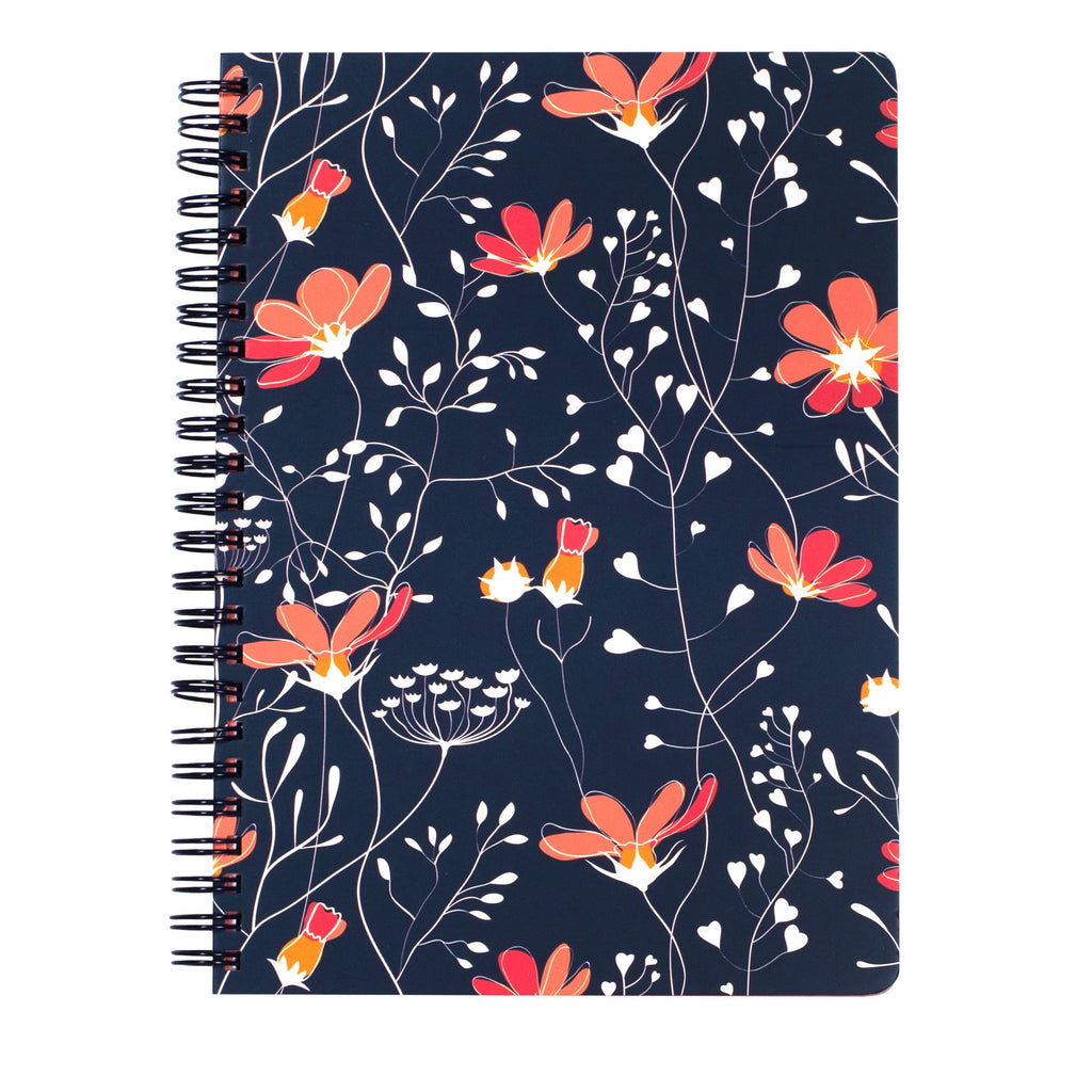 Steel Mill & Co Cute Mini Spiral Notebook, 8.25' X 6.25' Journal With Durable Hardcover And 160 Lined Pages, Floral Vines