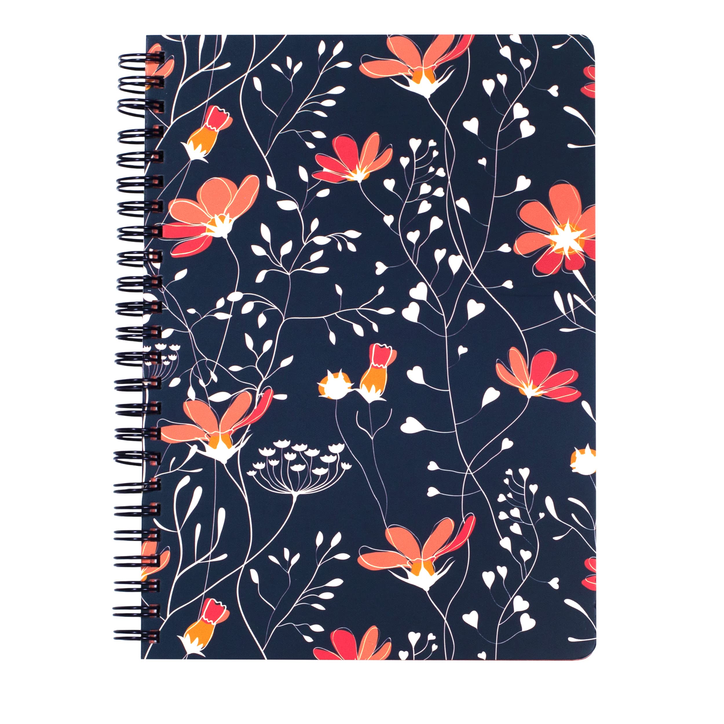 Steel Mill & Co Cute Mini Spiral Notebook, 8.25' X 6.25' Journal With Durable Hardcover And 160 Lined Pages, Floral Vines
