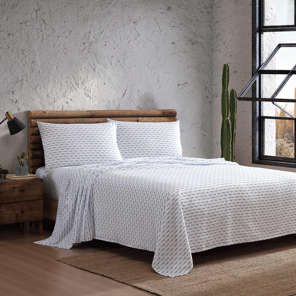 Wrangler - Sheet Set, Breathable & Wrinkle Resistant Bedding, Includes Matching Sham & Pillowcase, Yellowstone Inspired, Western Luxurious Bedding Set (Stamped Logo Blue, Twin)