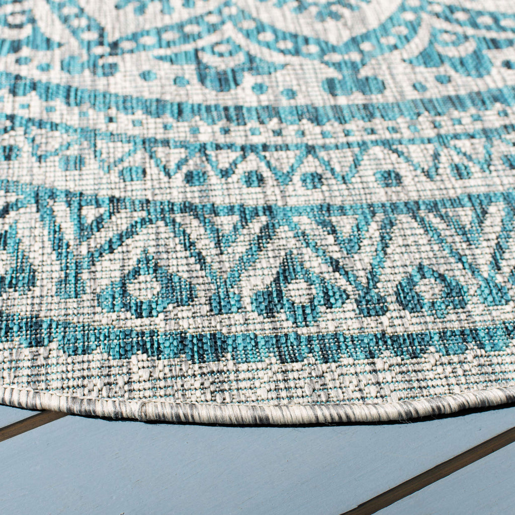Safavieh Courtyard Collection 80.4' X 80.4' Grey / Teal Cy8734 Indoor-Outdoor Waterproof Easy-Cleaning Patio Backyard Mudroom Area-Rug