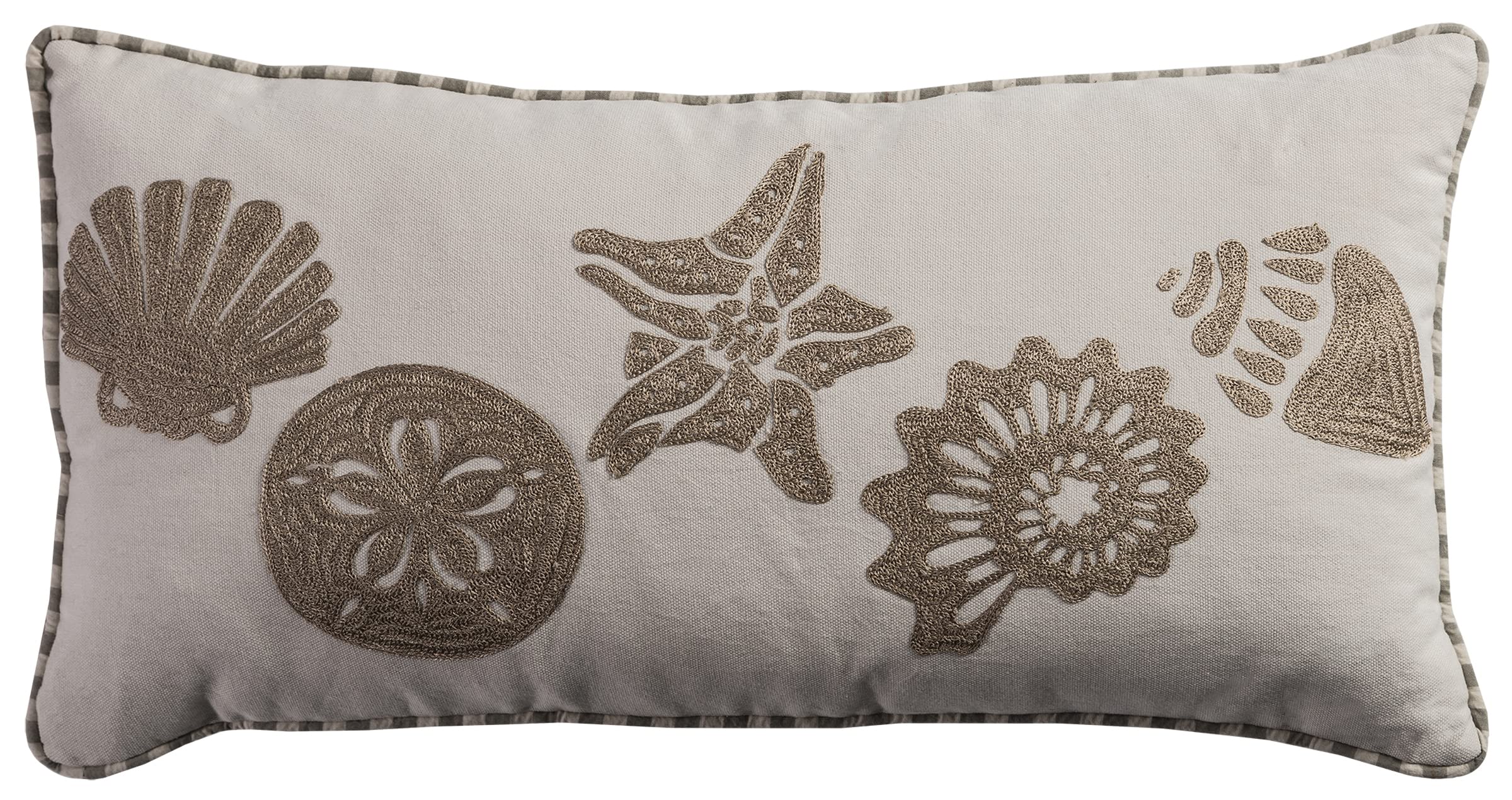 Rizzy Home | T08868 | 11"x21" Gray/Neutral Decorative Pillow | Down Fill