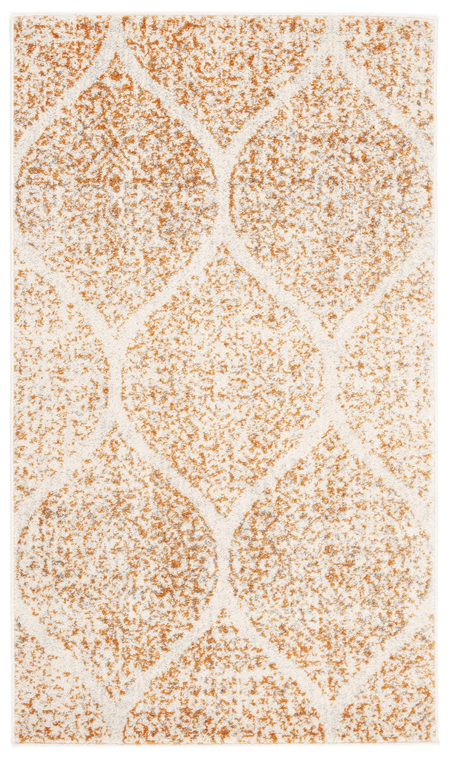 SAFAVIEH Madison Collection Accent Rug - 23 x 4, Cream & Orange, Glam Ogee Trellis Distressed Design, Non-Shedding & Easy Care