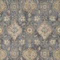 HomeRoots 9' Slate Grey Machine Woven Bordered Floral Vines Round Indoor Area Rug