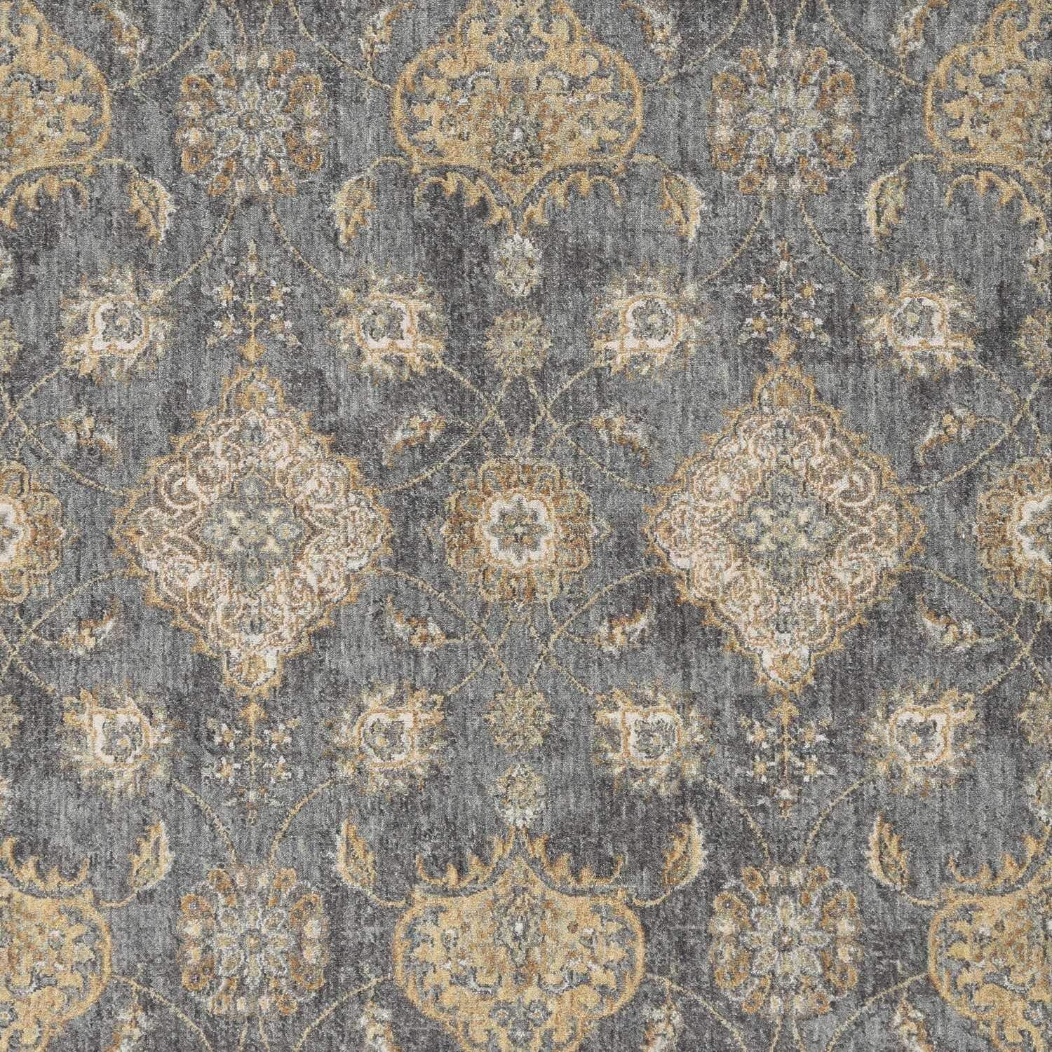 HomeRoots 2' X 7' Slate Grey Floral Vine Wool Indoor Runner Rug