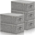 Soaoo 5 Pcs 15 x 10 x 6 Fabric Storage Bins with Zipper Lids, Gray