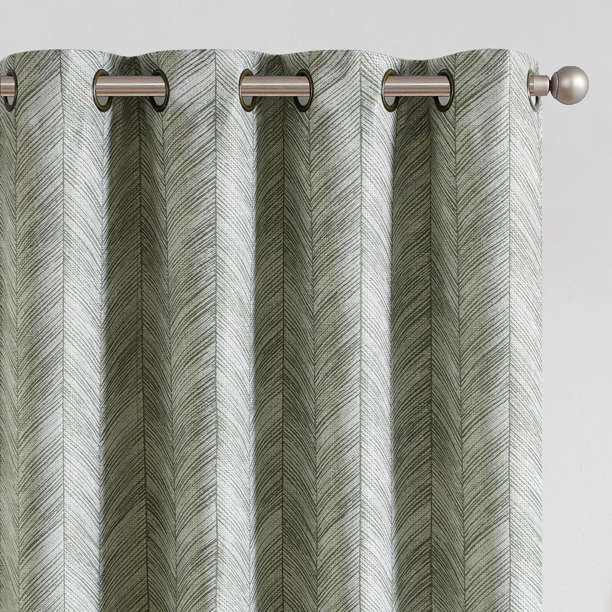 jinchan Sage Green Printed Curtains 96 Inch Length for Living Room Grommet Jacquard Curtains with Herringbone Pattern Green and 