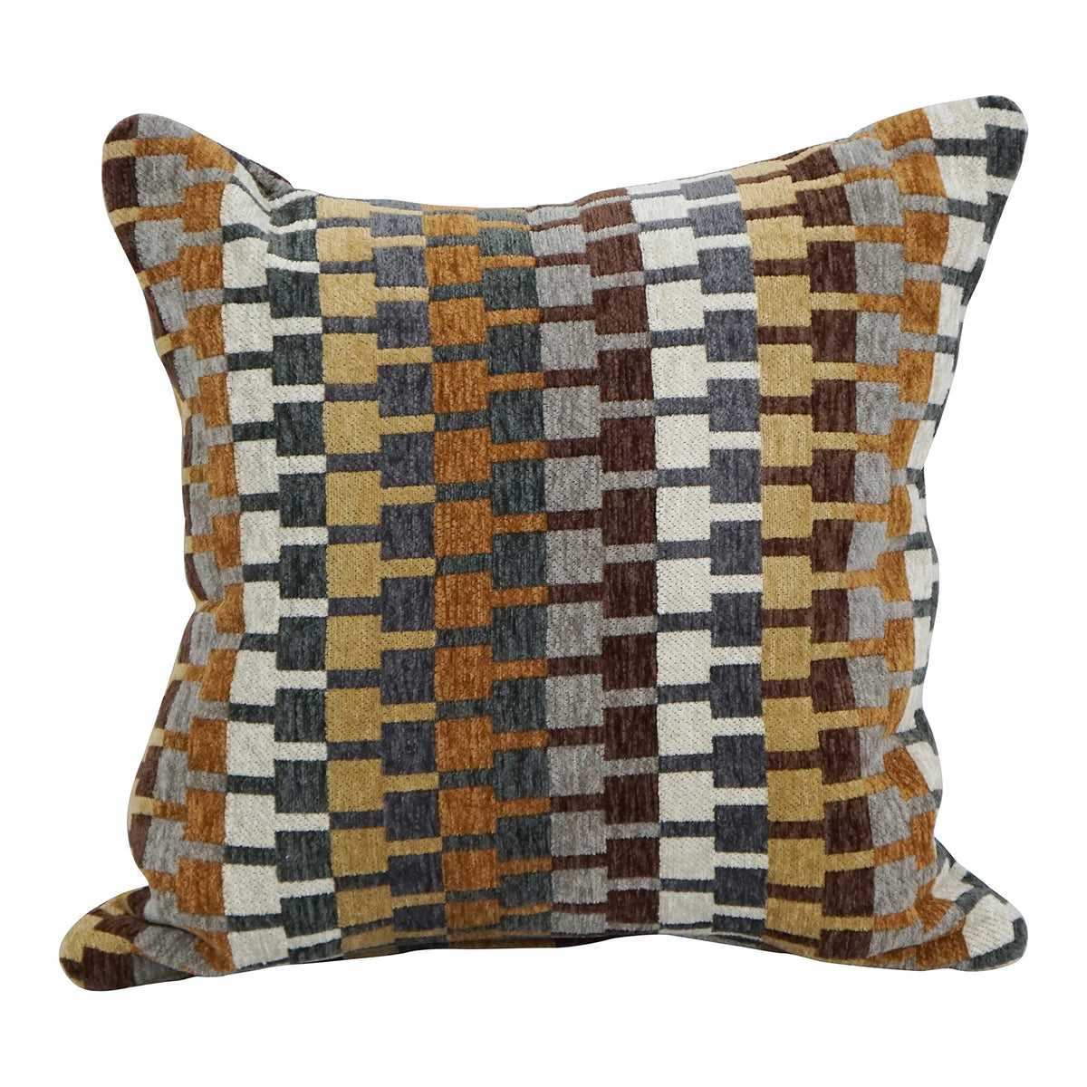 Blazing Needles Square Polyester Jacquard Throw Pillow, 17&quot;, Legion Browns