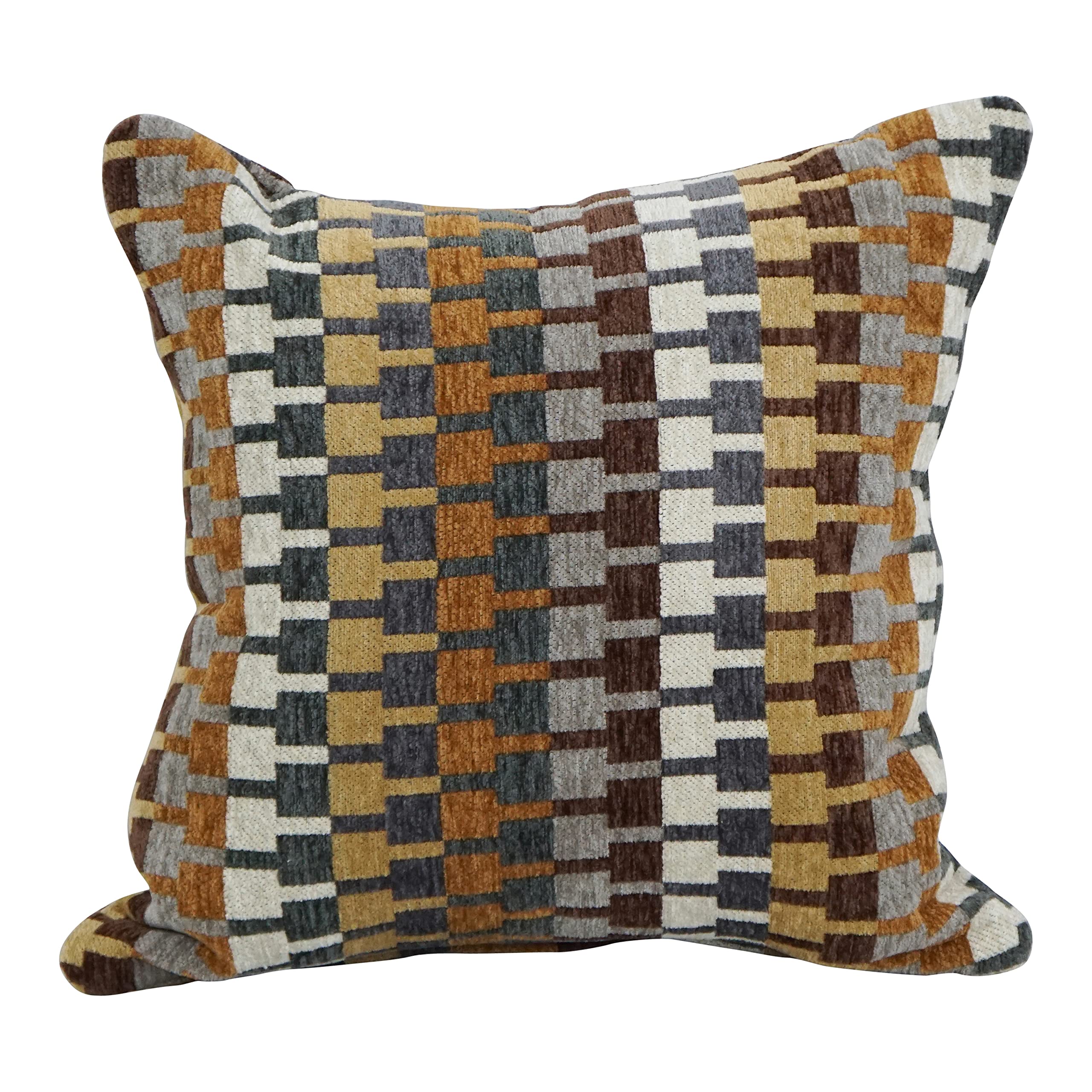 Blazing Needles Square Polyester Jacquard Throw Pillows, 17&quot;, Legion Browns 2 Count