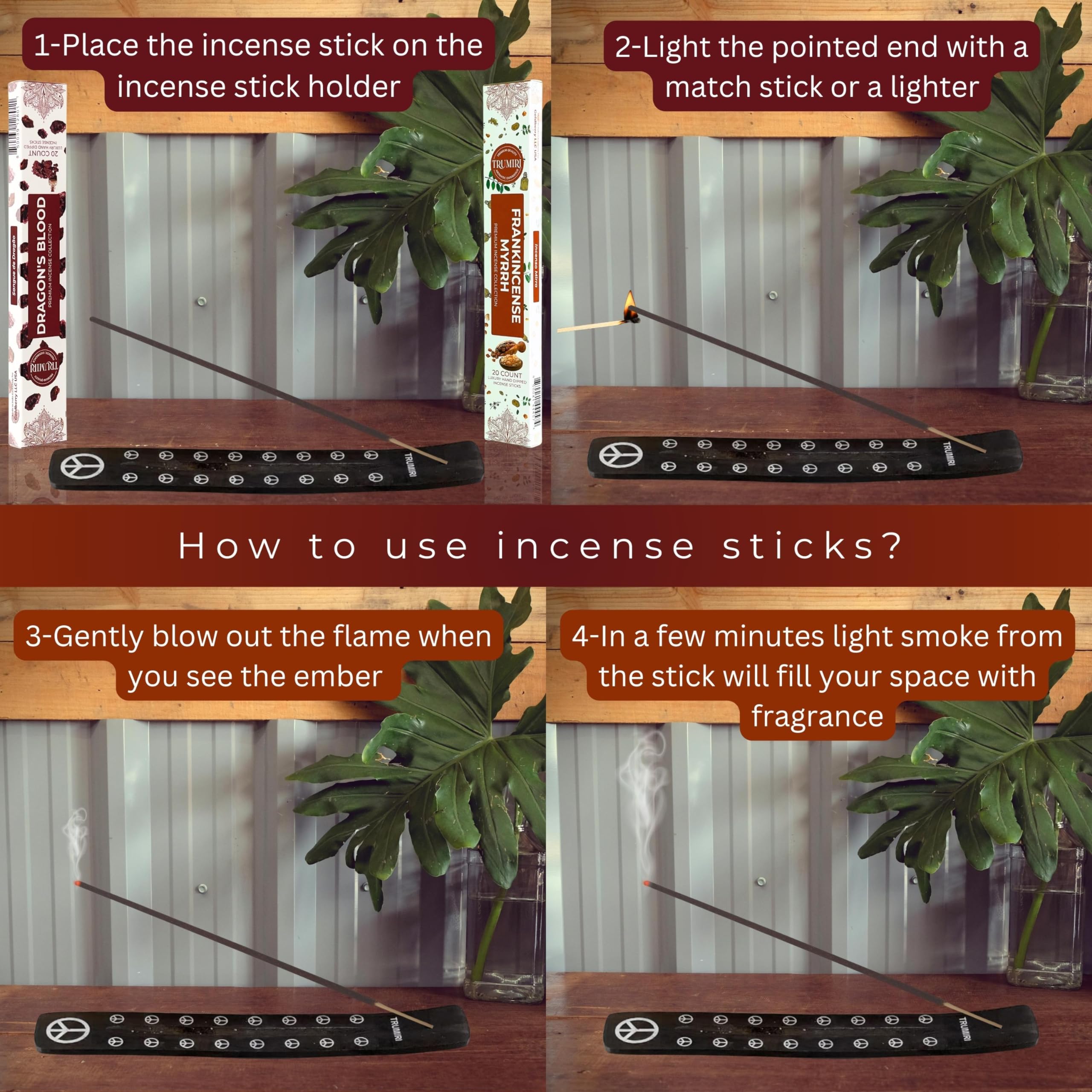 Trumiri Incense Sticks - Combo Pack Of 40 Insence-Sticks - 20 Dragons Blood + 20 Frankincense Myrrh - Insenses - Insents - Incen