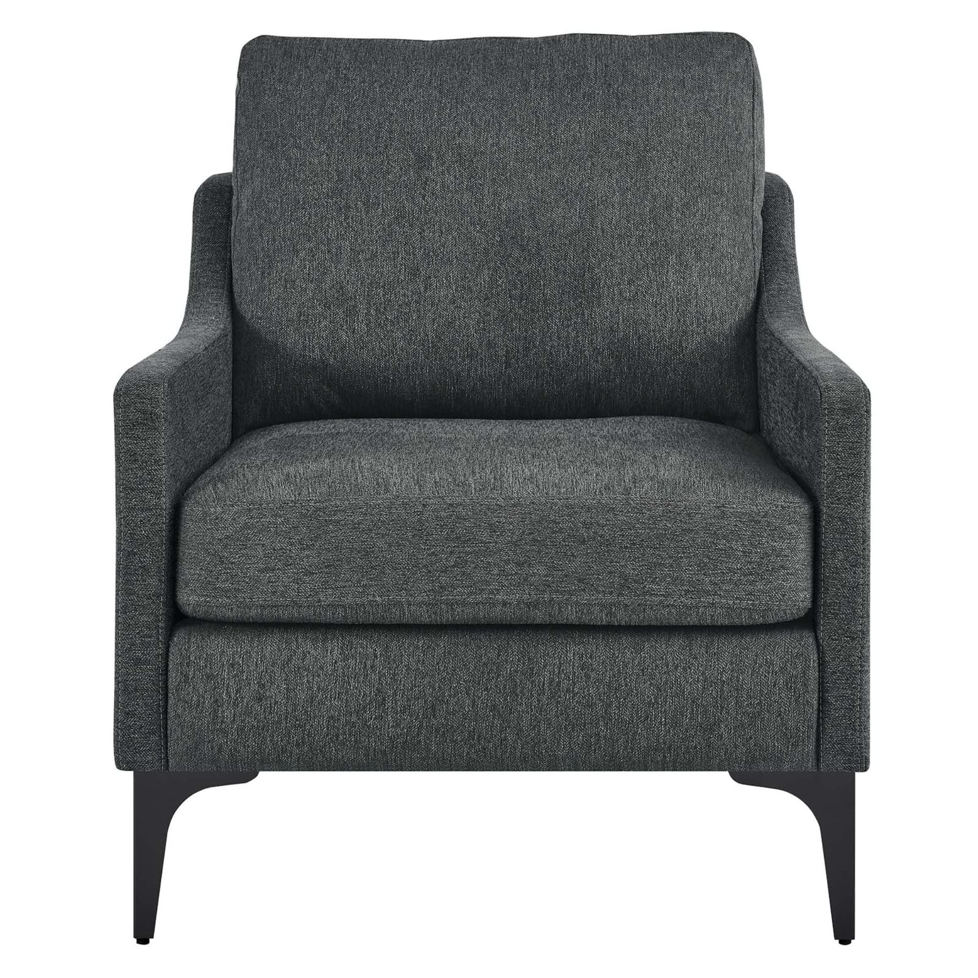 Modway Corland Upholstered Fabric And Metal Armchair In Charcoal