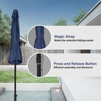 Simple Deluxe 2 Pack 9Ft Outdoor Patio Umbrella Table Market Umbrella With Push Button Tilt And Crank, 8 Sturdy Ribs, Uv Protection Waterproof For Garden, Lawn, Deck, Backyard, Pool, Dark Blue