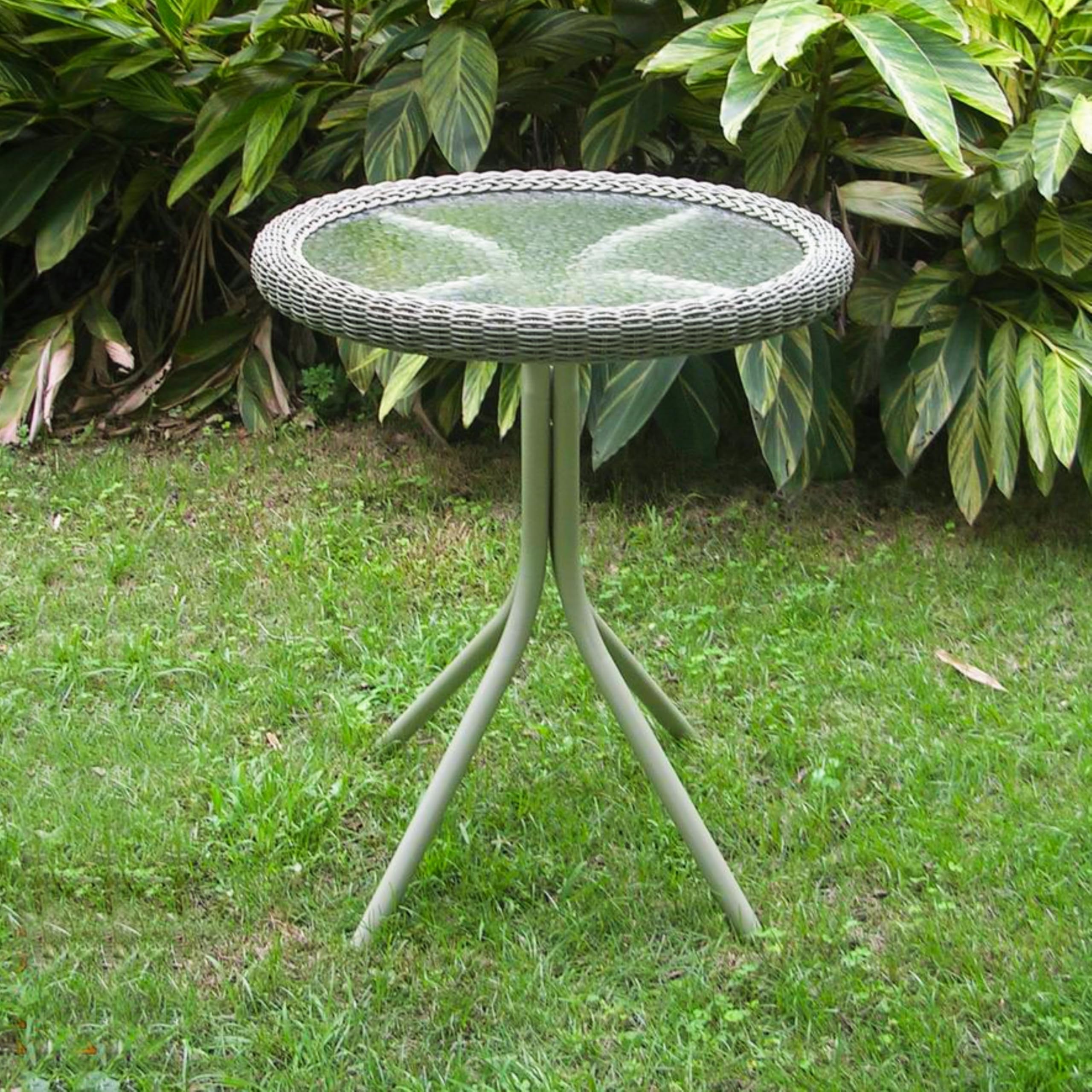 International Caravan Furniture Piece Outdoor Resin Wicker And Glass-Top Bistro Table - Thumbnail 2