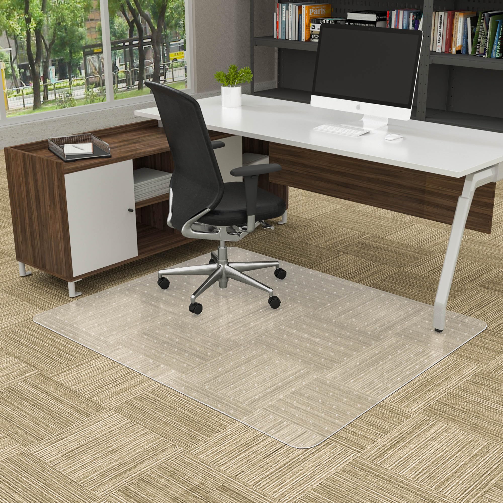 Amyracel Large Office Chair Mat For Low Pile Carpet - 35' X 55' Clear Computer Desk Mat For Home & Offices, Easy Glide Plastic