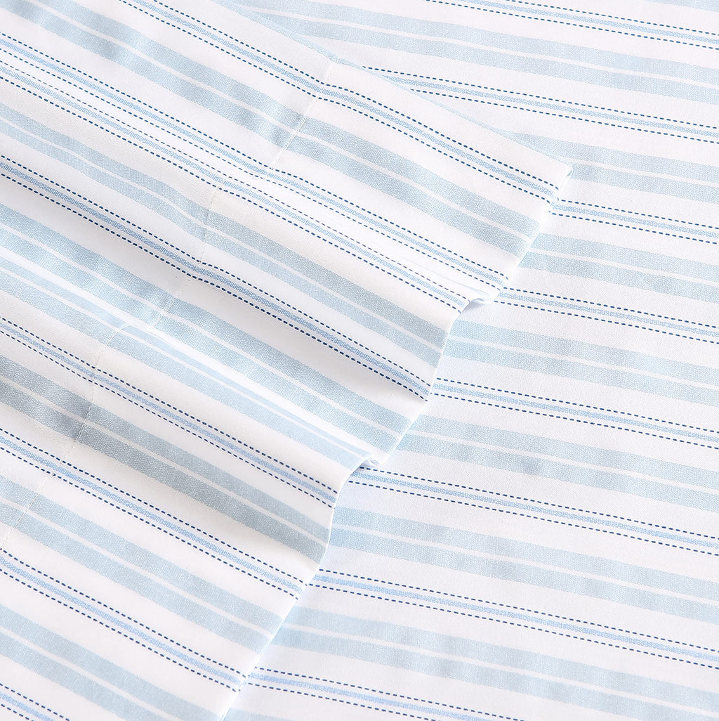 Laura Ashley Home - King Sheets, Soft Sateen Cotton Bedding Set - Sleek, Smooth, & Breathable Home Decor, Fern Blue