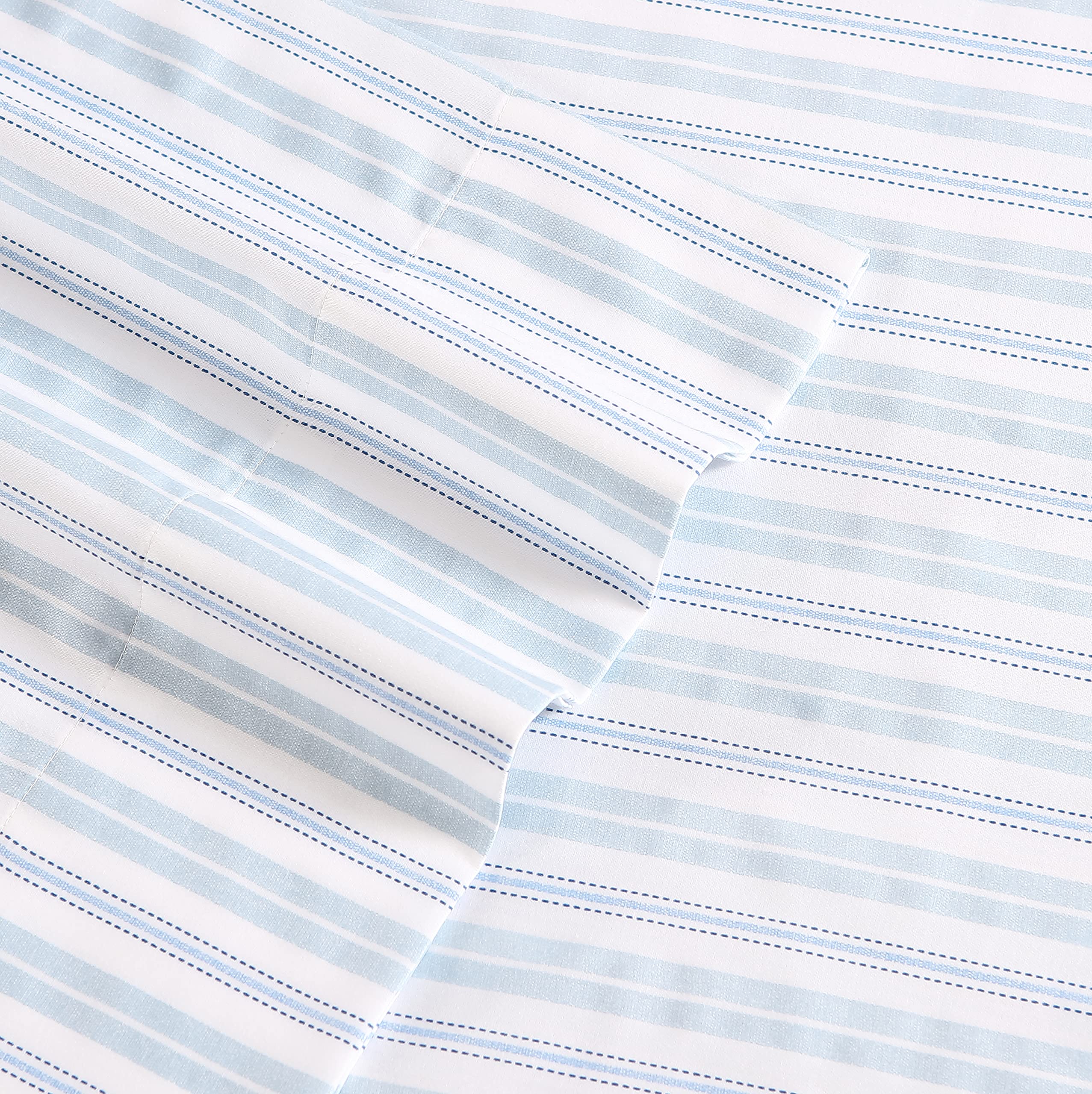 Laura Ashley Home - King Sheets, Soft Sateen Cotton Bedding Set - Sleek, Smooth, & Breathable Home Decor, Fern Blue