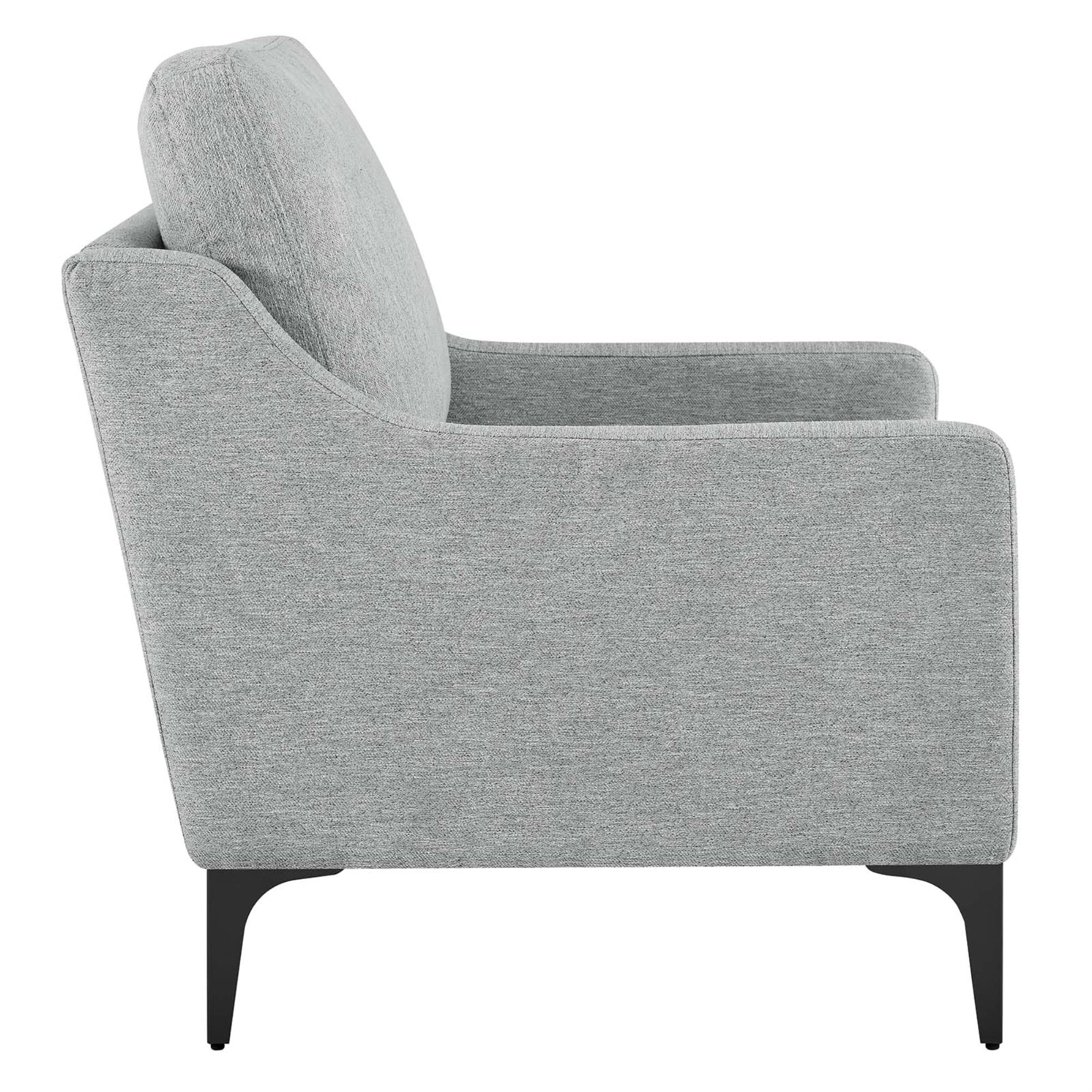 Modway Corland Upholstered Fabric And Metal Armchair In Light Gray