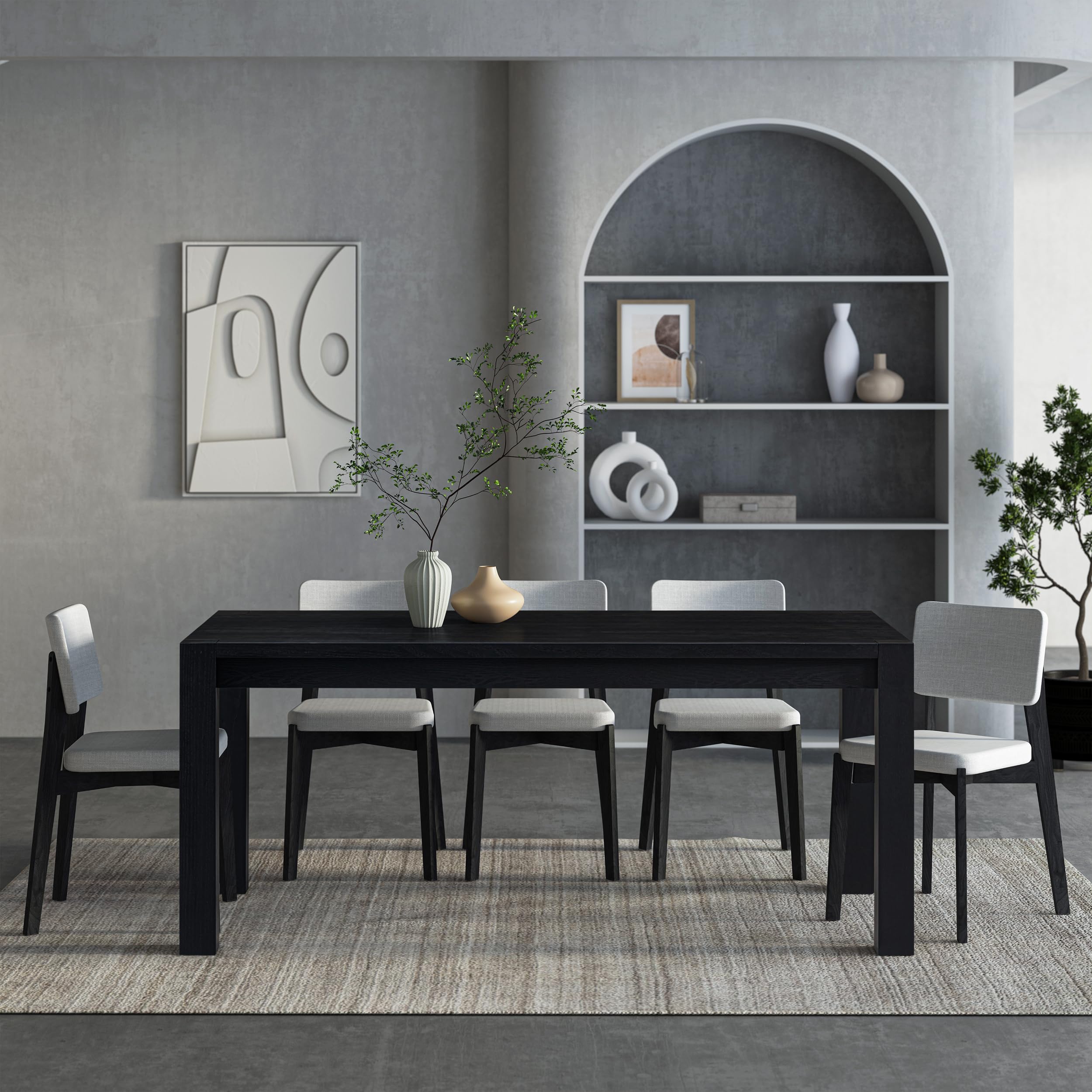 Ntc Block 71 Inch Modern Farmhouse Dining Table, Rectangular Dinner Table For Dining Room, Living Room Furniture, Effortless Ass