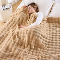 Newcosplay Queen Blanket For Couch Brown Super Soft Flannel Fleece 3D Bubble Lightweight Bed Blanket All Season Use (Brown, Quee