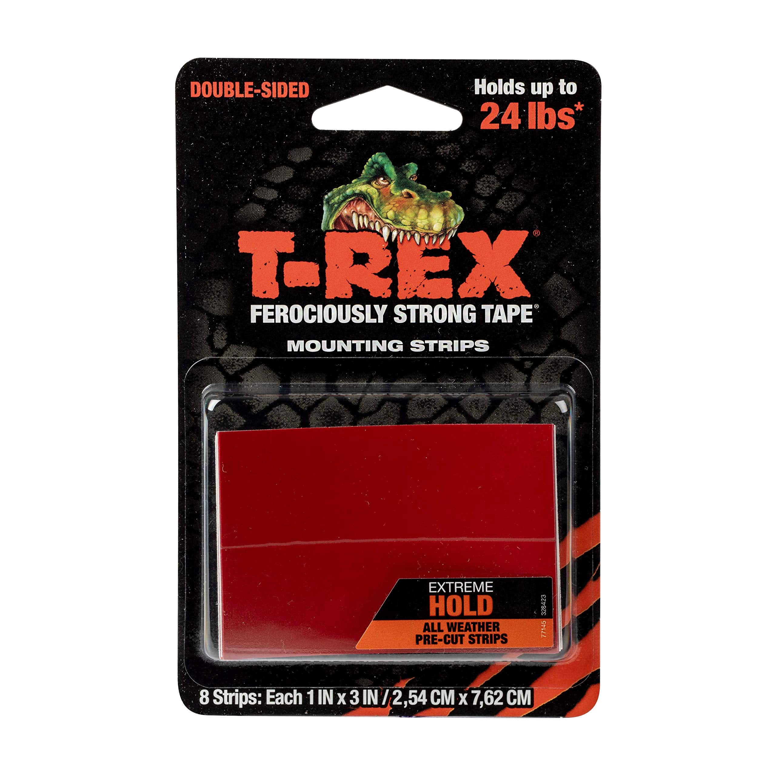 T Rex Extreme Double Sided Mounting Strips Holds Up To 24Lbs , 8 Strips Each Strip Is 2.54Cm X 7.62Cm