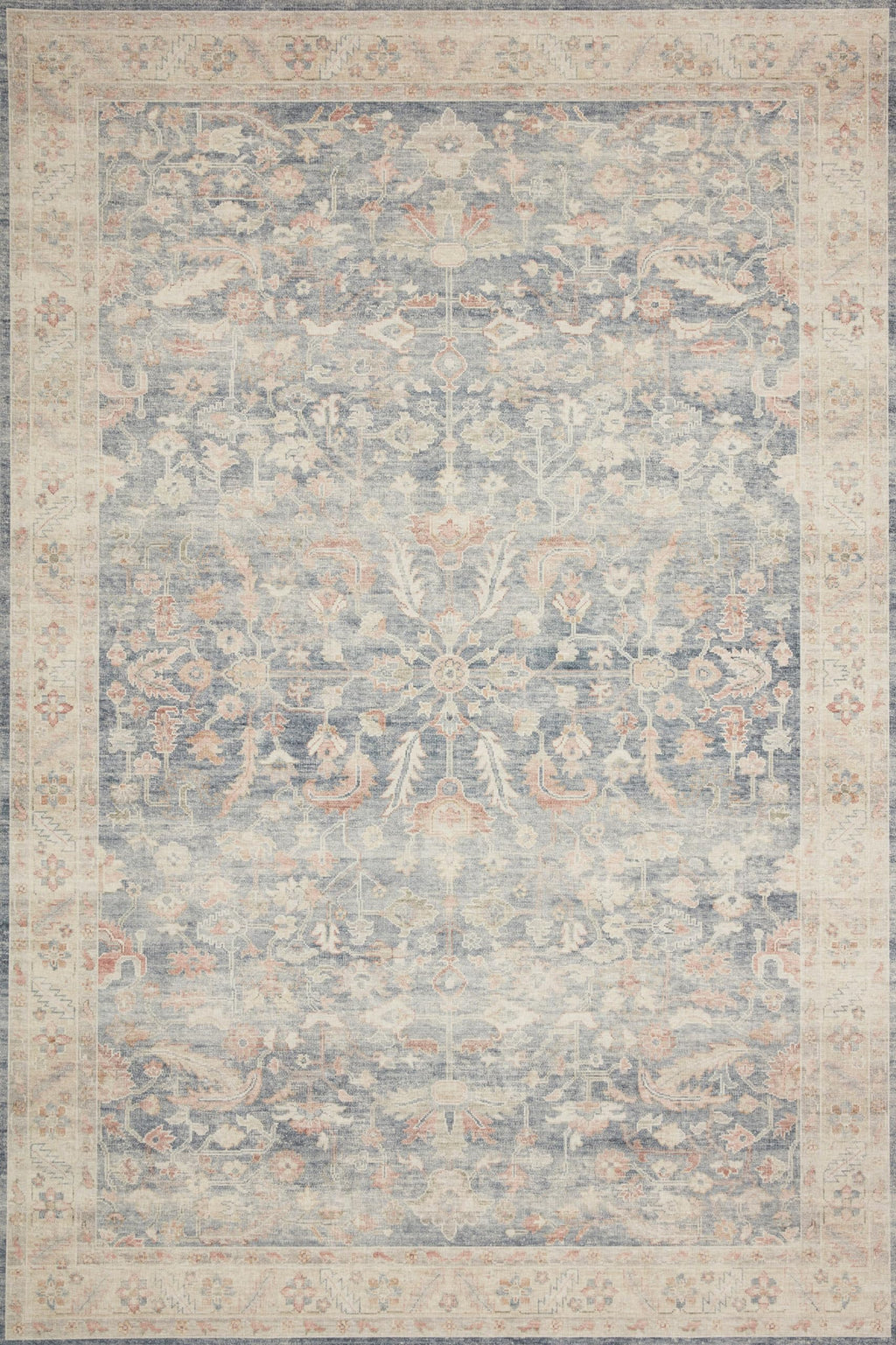 Loloi Ii Hathaway Collection Hth-02 Denim / Multi 2'-3'' X 3'-9'', .25'' Thick, Accent Rug, Soft, Durable, Printed, Modern, Low