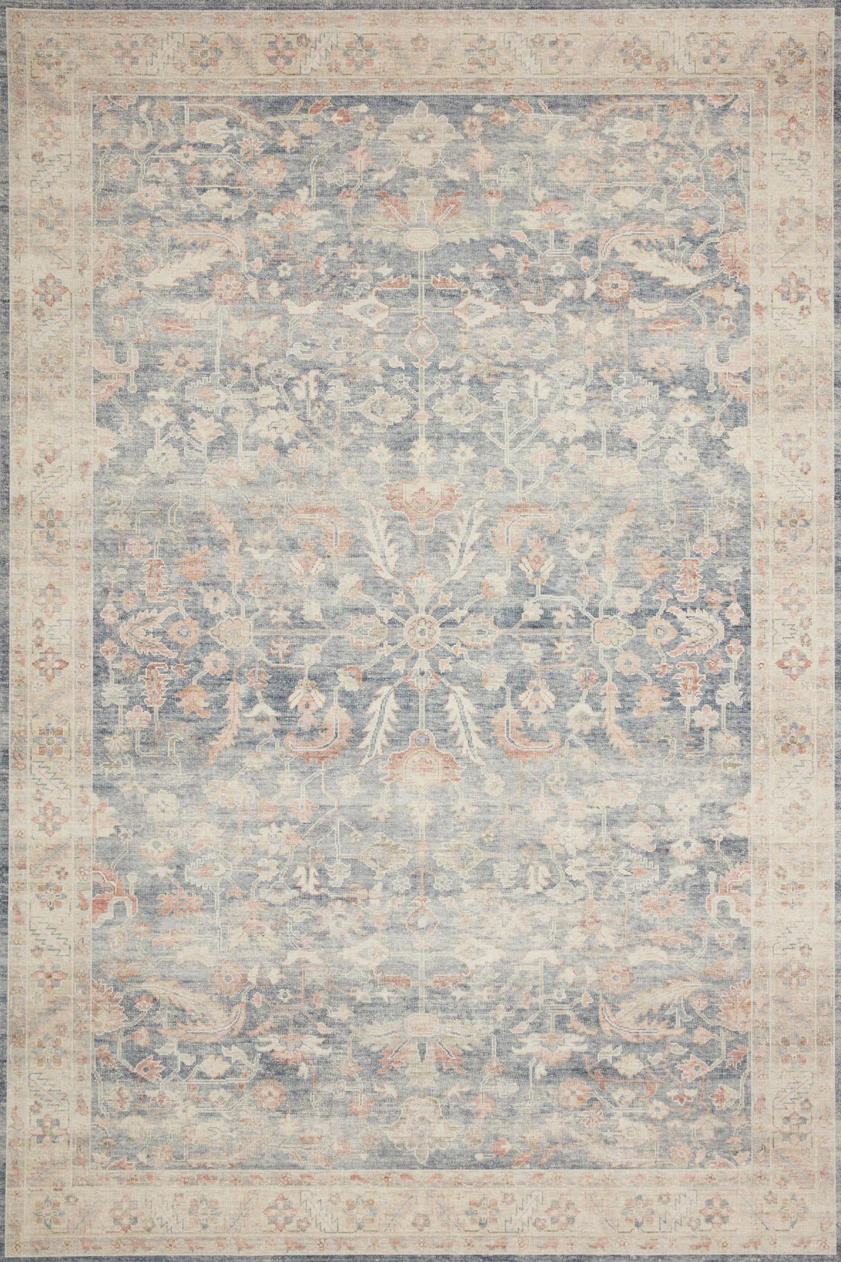 Loloi Ii Hathaway Collection Hth-02 Denim / Multi 2'-3'' X 3'-9'', .25'' Thick, Accent Rug, Soft, Durable, Printed, Modern, Low