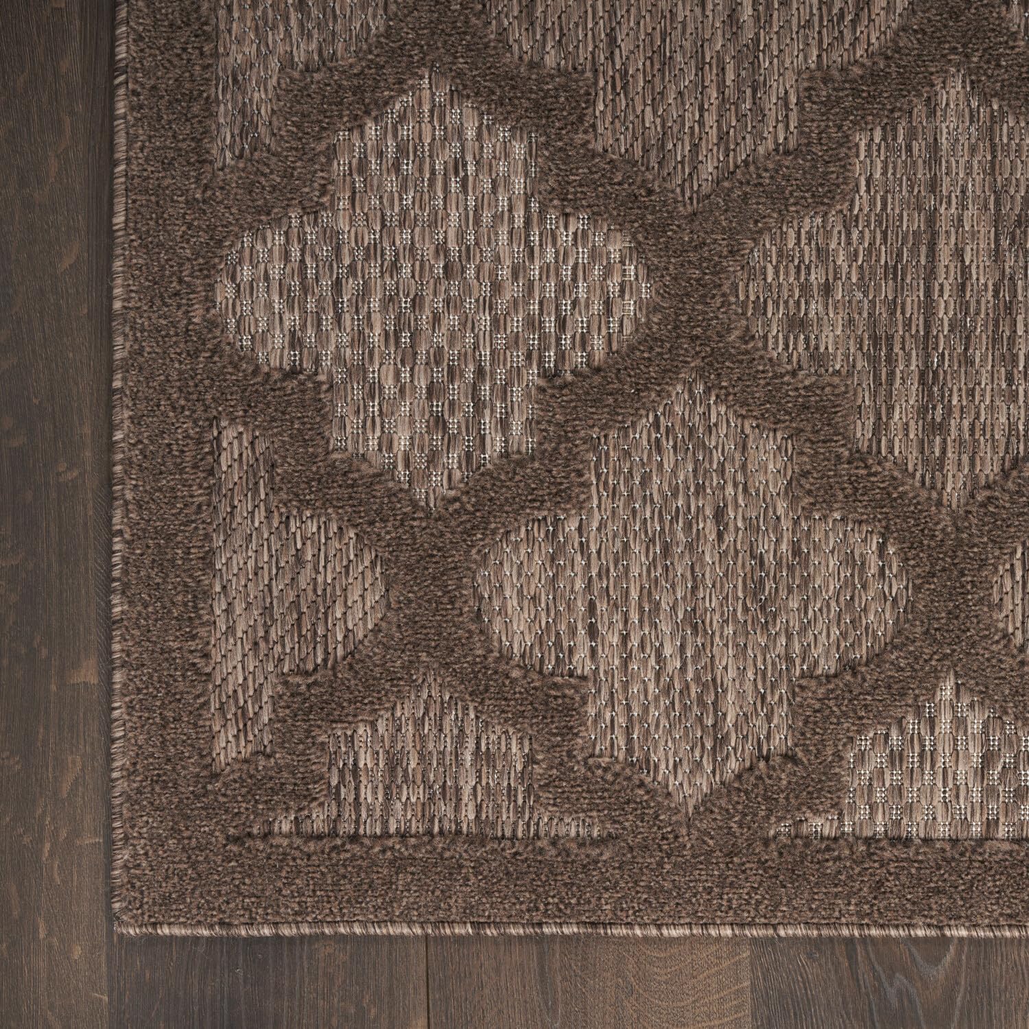 Nourison Easy Care Indoor/Outdoor Brown 6' X 9' Area Rug, Easy Cleaning, Non Shedding, Bed Room, Living Room, Dining Room, Backyard, Deck, Patio (6X9)